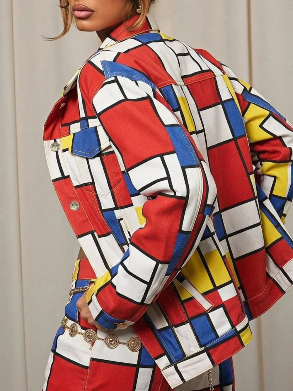 Red Casual Women's Long Sleeve Abstract Print Top
